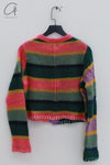 YANYAN KNITS 24 Autumn and Winter Alpaca Striped Cardigan YYK-YYW24-1351-PINSE Colorblocking